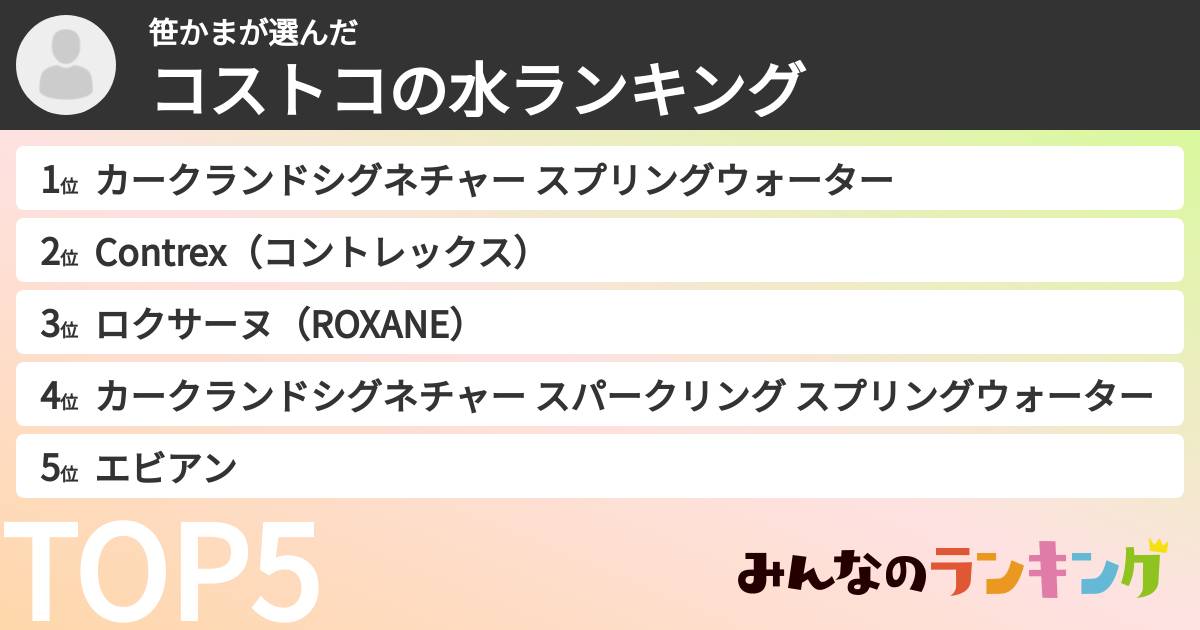 笹かまさんの「コストコの水ランキング」