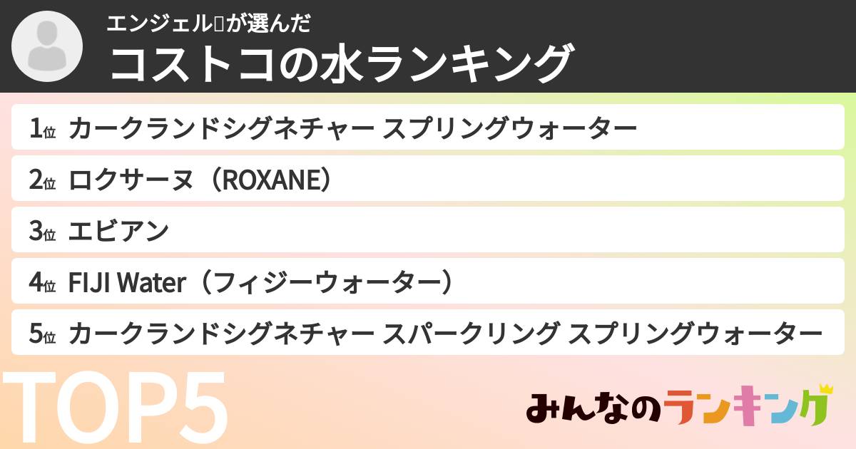 エンジェル👼さんの「コストコの水ランキング」