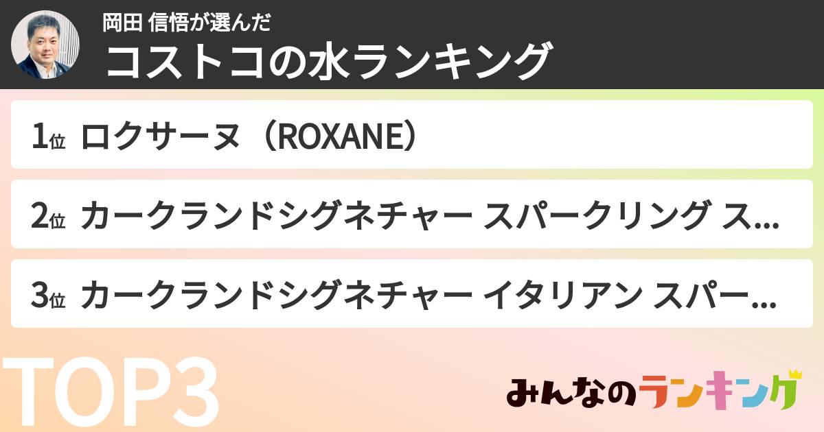 岡田 信悟さんの「コストコの水ランキング」