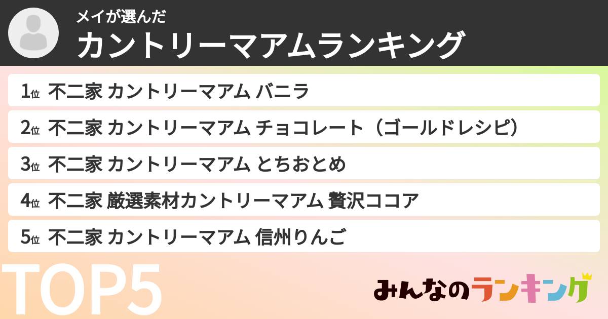 メイさんの「カントリーマアムランキング」