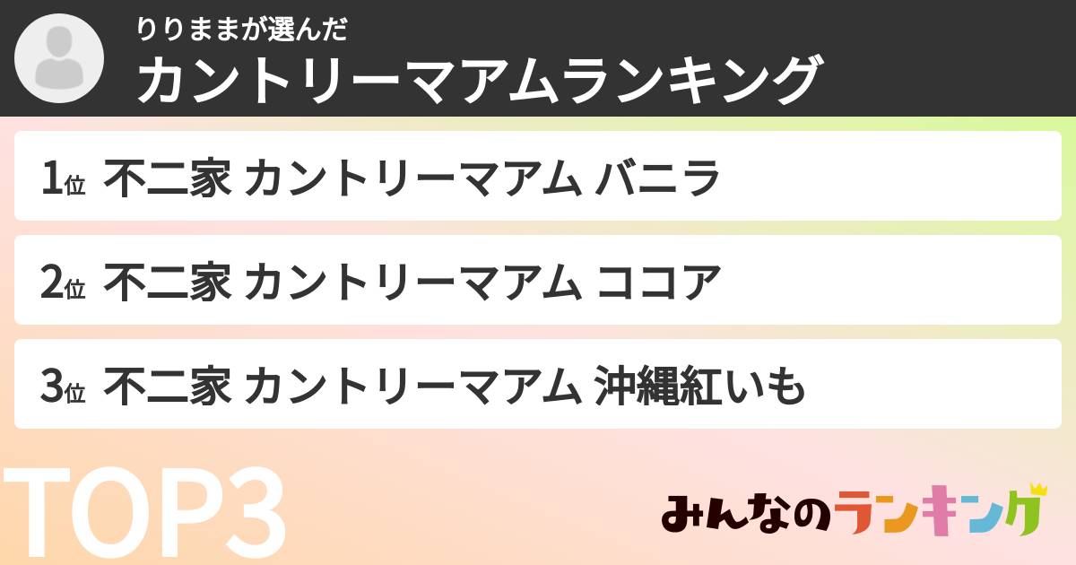 りりままさんの「カントリーマアムランキング」