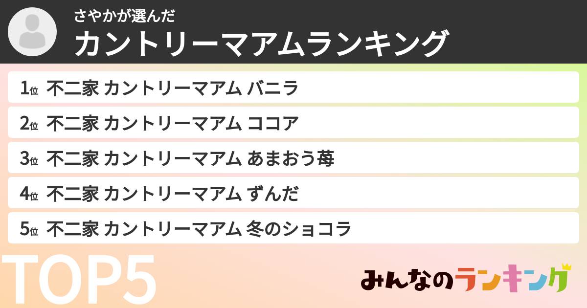 さやかさんの「カントリーマアムランキング」