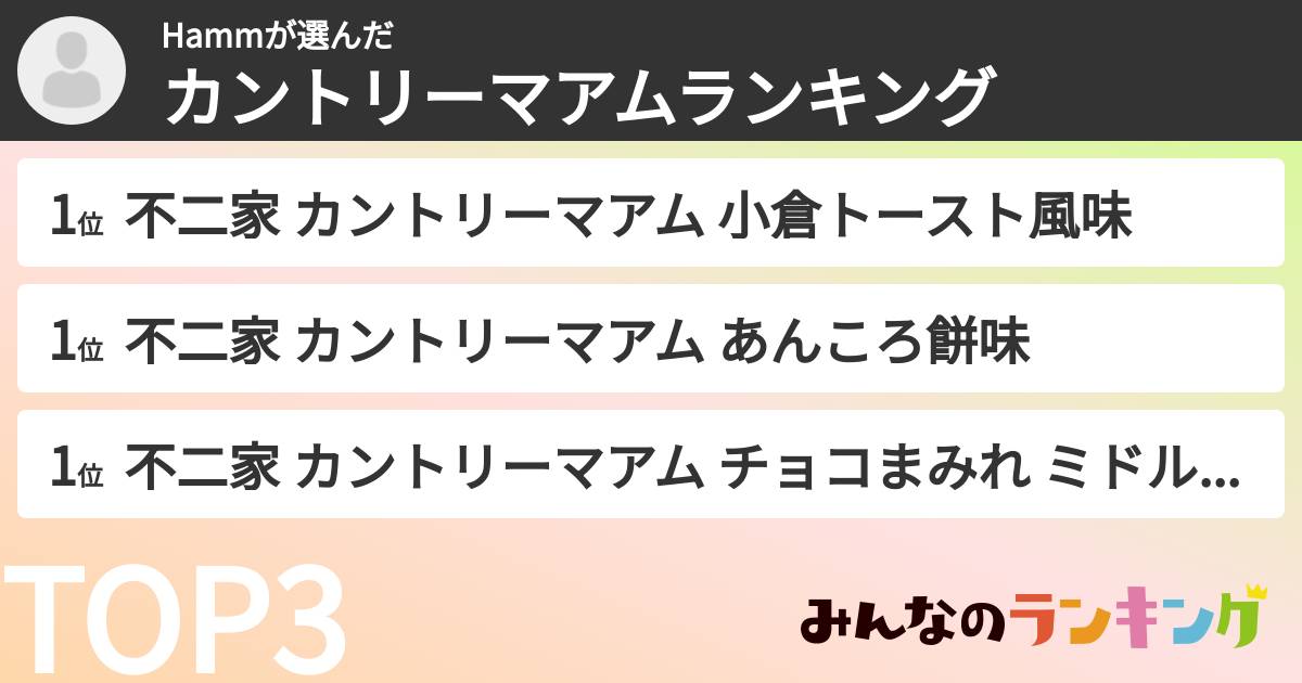 Hammさんの「カントリーマアムランキング」