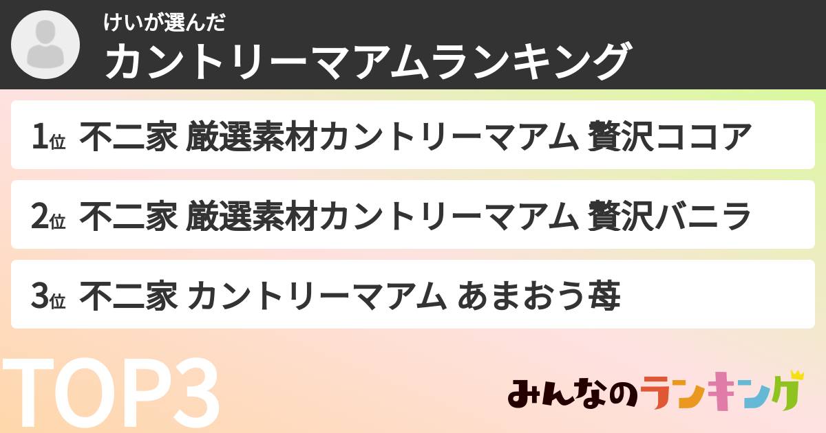 けいさんの「カントリーマアムランキング」