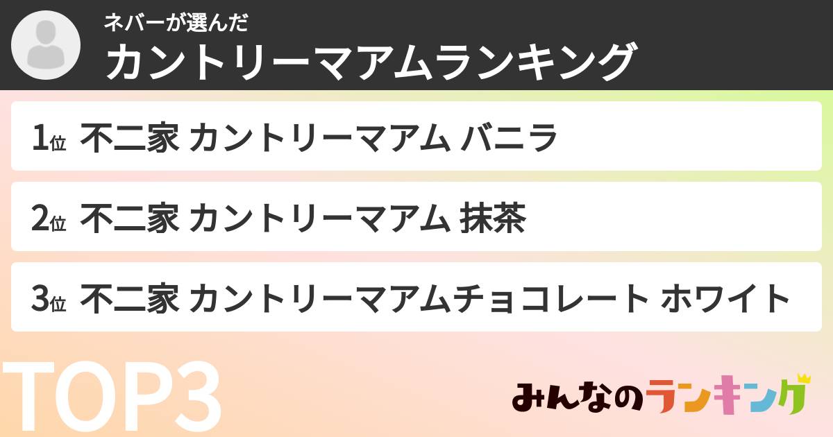 ネバーさんの「カントリーマアムランキング」