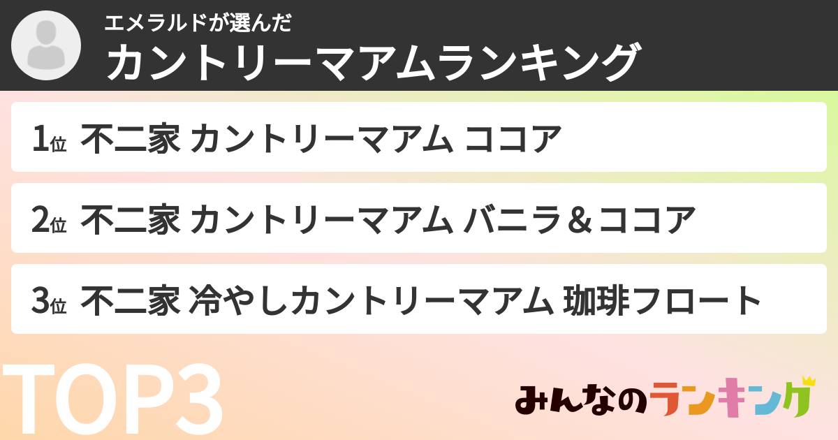 エメラルドさんの「カントリーマアムランキング」