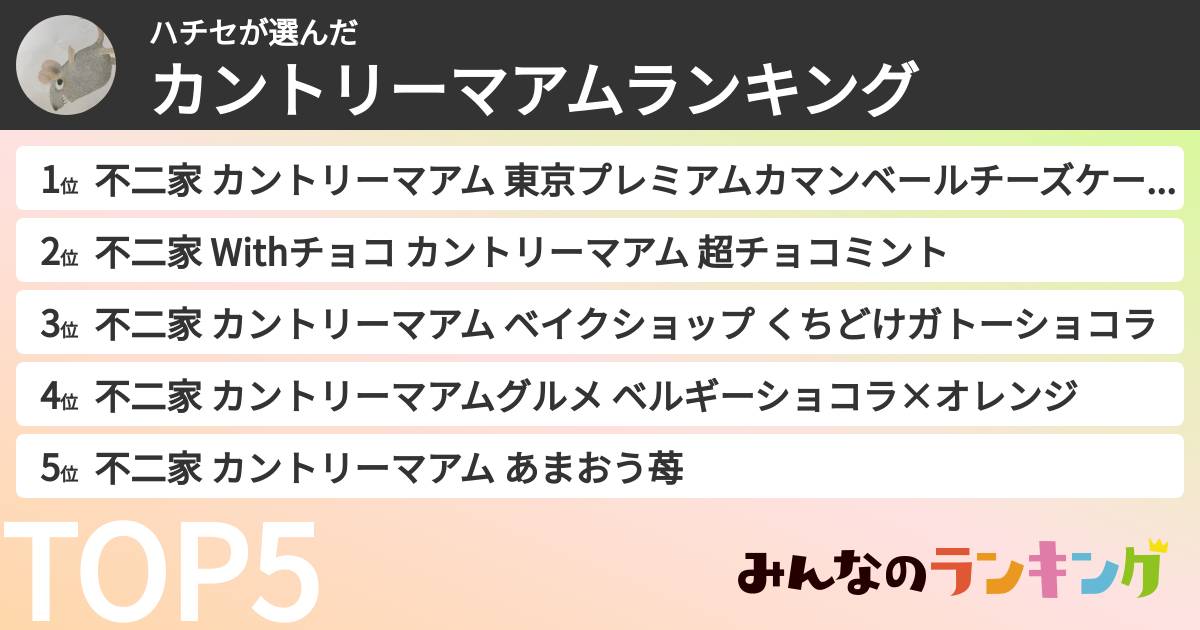 ハチセさんの「カントリーマアムランキング」