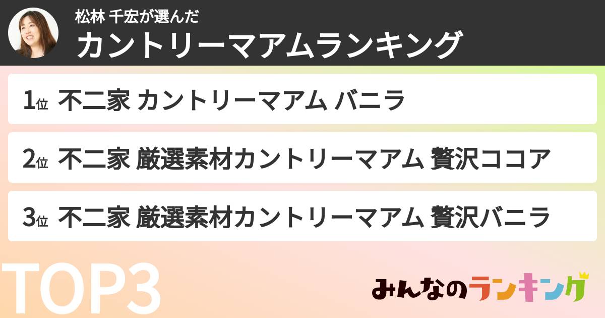 松林 千宏さんの「カントリーマアムランキング」
