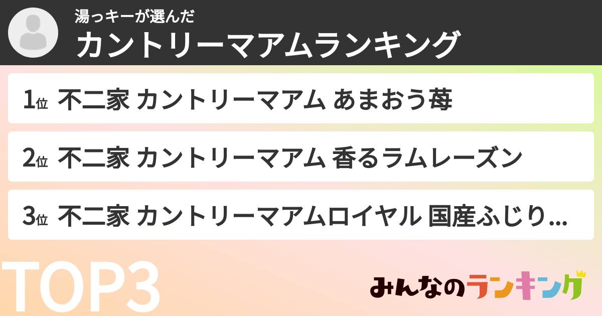 湯っキーさんの「カントリーマアムランキング」