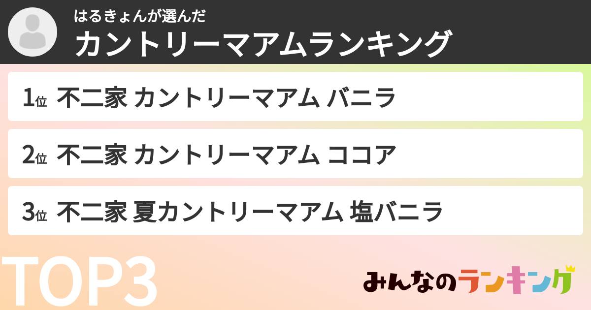 はるきょんさんの「カントリーマアムランキング」
