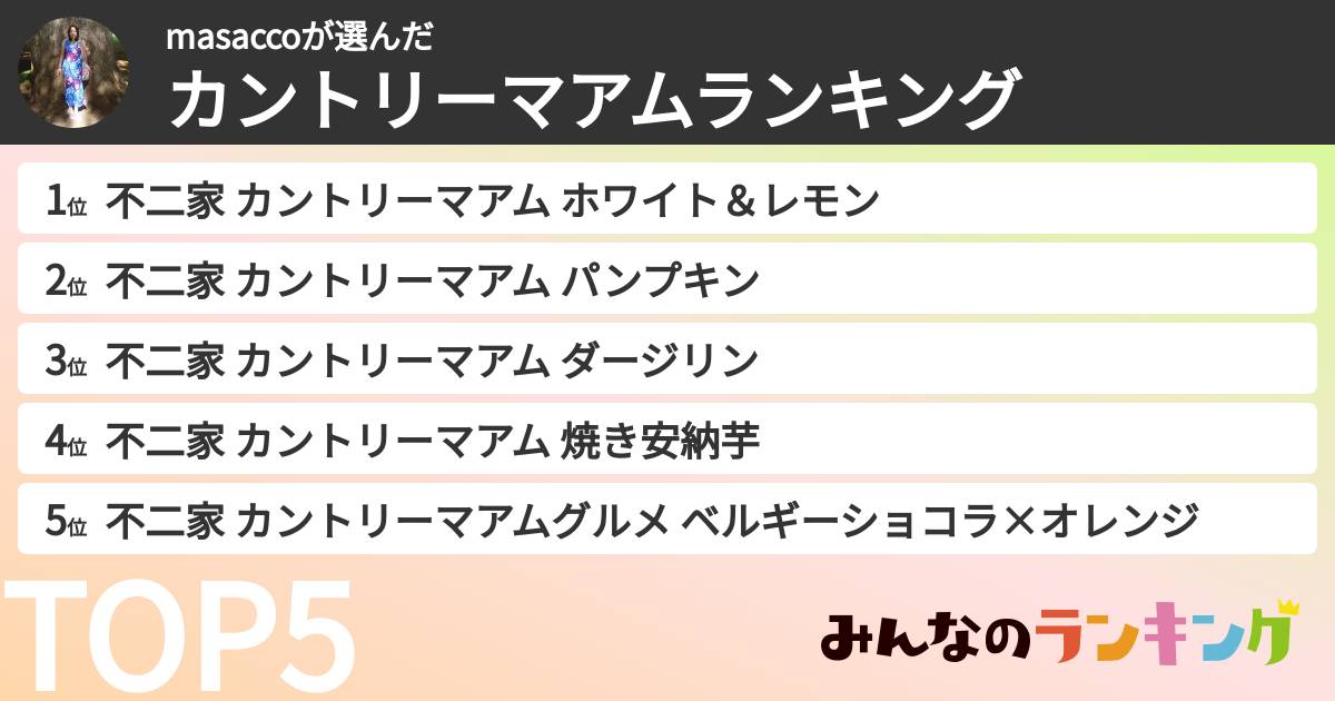 masaccoさんの「カントリーマアムランキング」