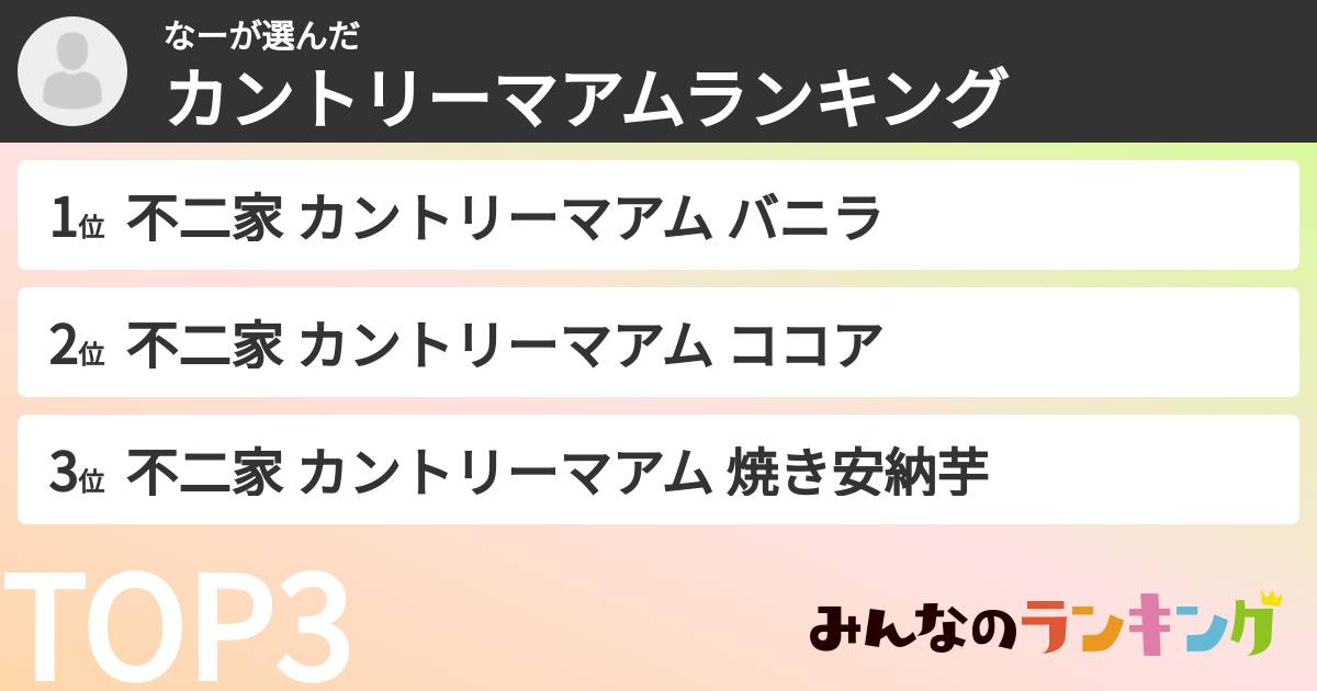 なーさんの「カントリーマアムランキング」