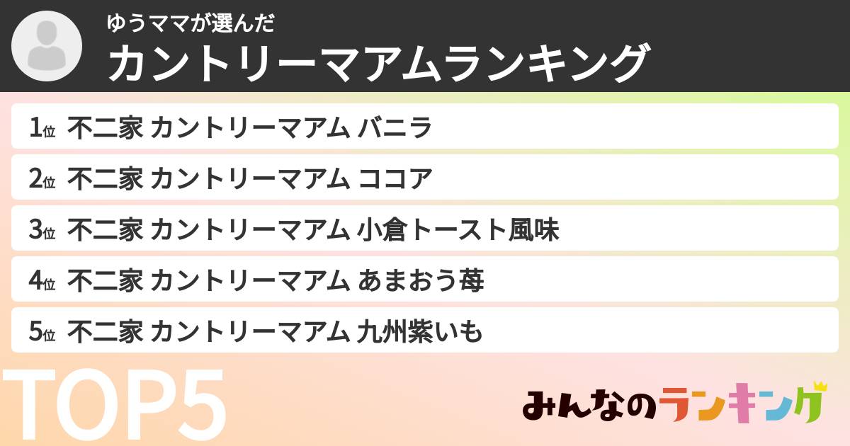 ゆうママさんの「カントリーマアムランキング」