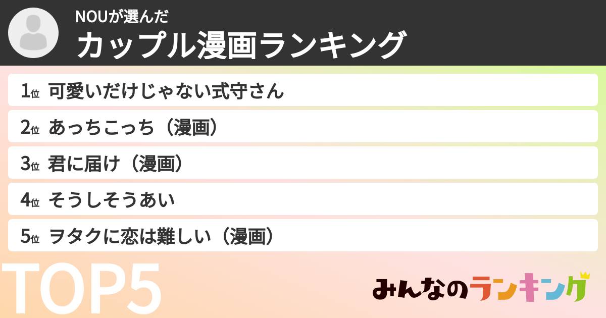 NOUさんの「カップル漫画ランキング」