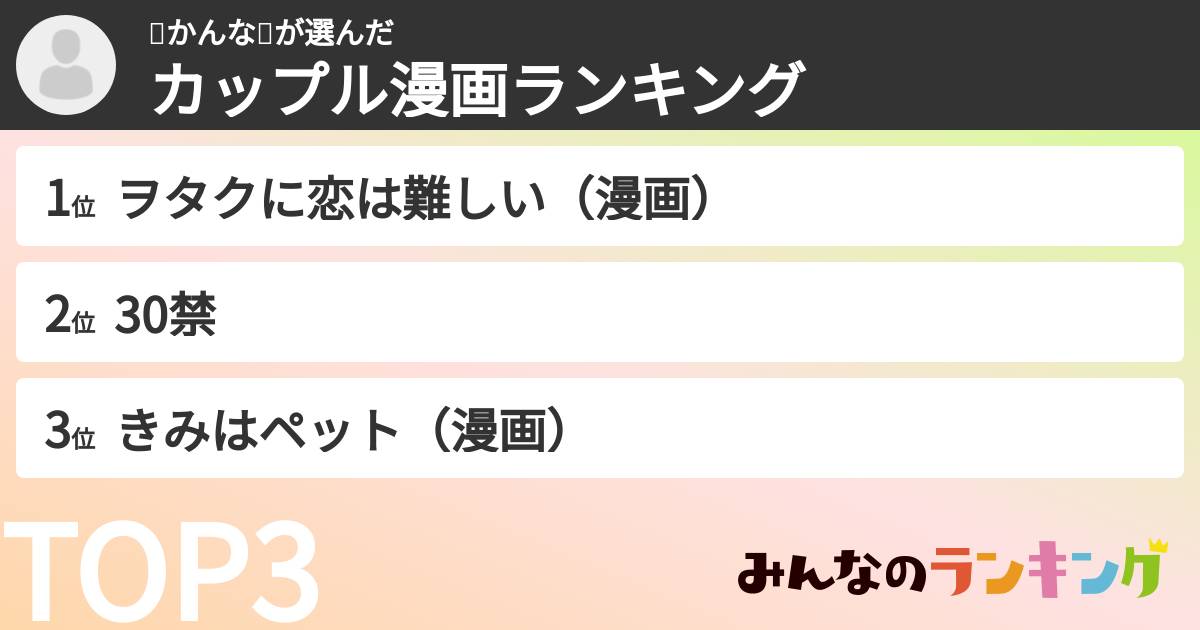 🥕かんな🥕さんの「カップル漫画ランキング」