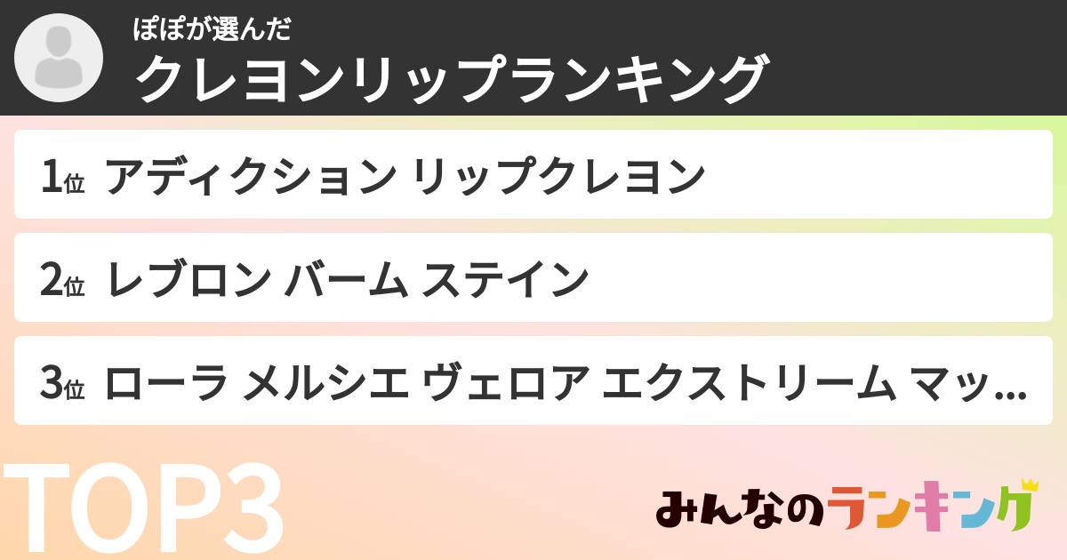 ぽぽさんの「クレヨンリップランキング」