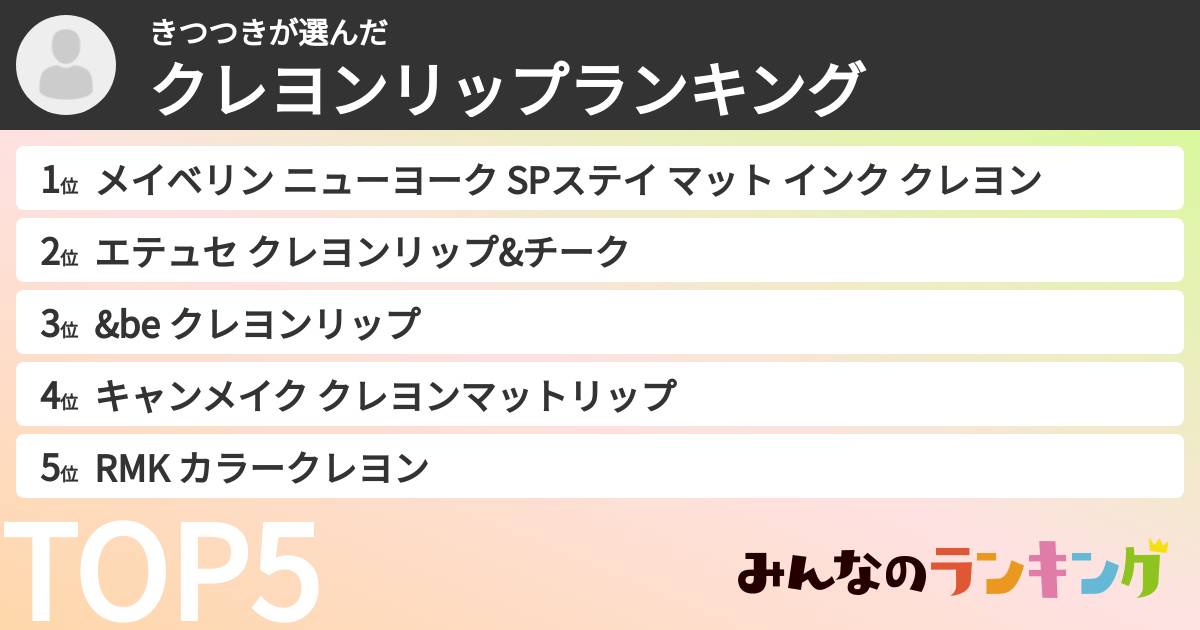 きつつきさんの「クレヨンリップランキング」