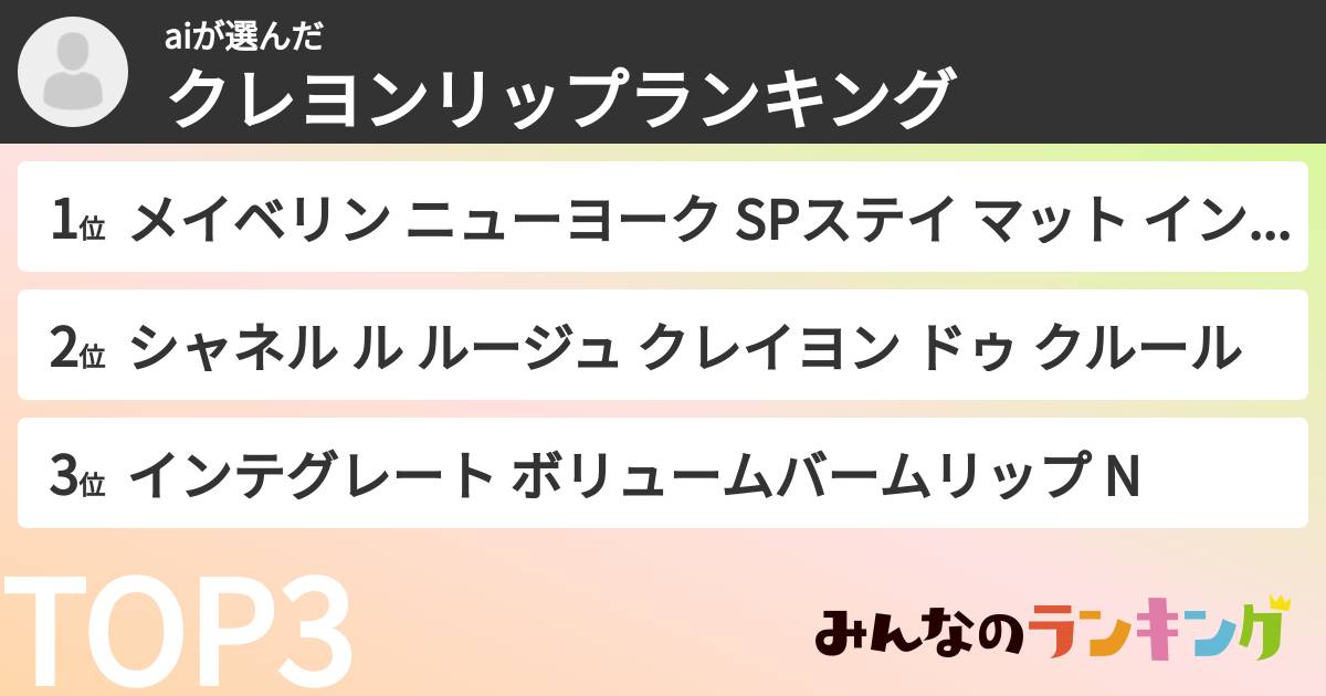 aiさんの「クレヨンリップランキング」