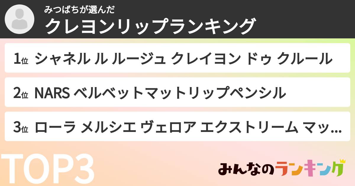 みつばちさんの「クレヨンリップランキング」