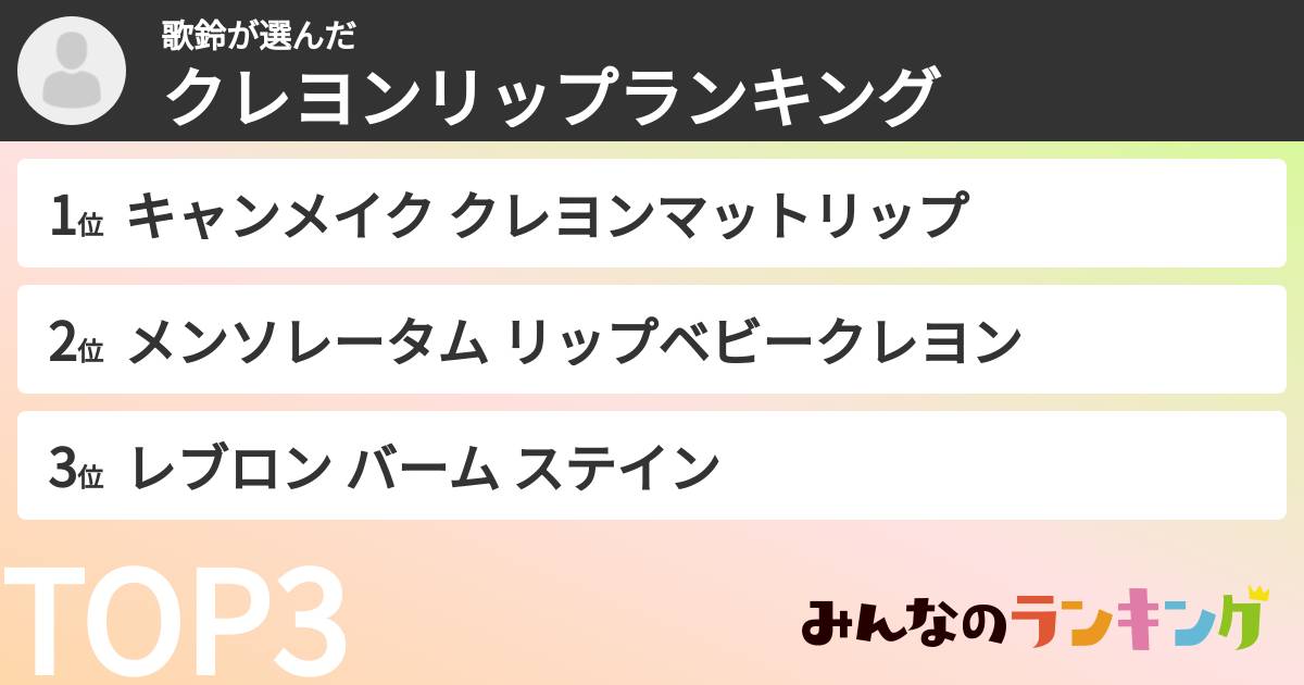 歌鈴さんの「クレヨンリップランキング」