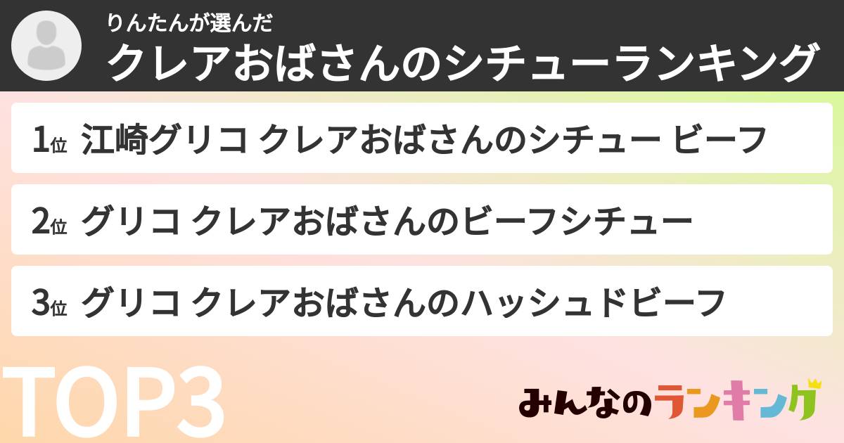 りんたんさんの「クレアおばさんのシチューランキング」