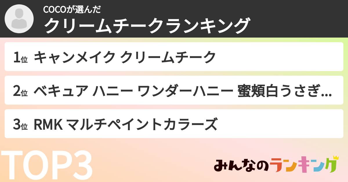 COCOさんの「クリームチークランキング」