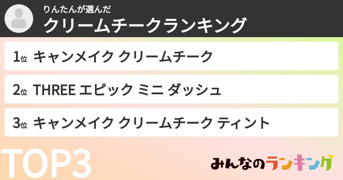りんたんさんの「クリームチークランキング」