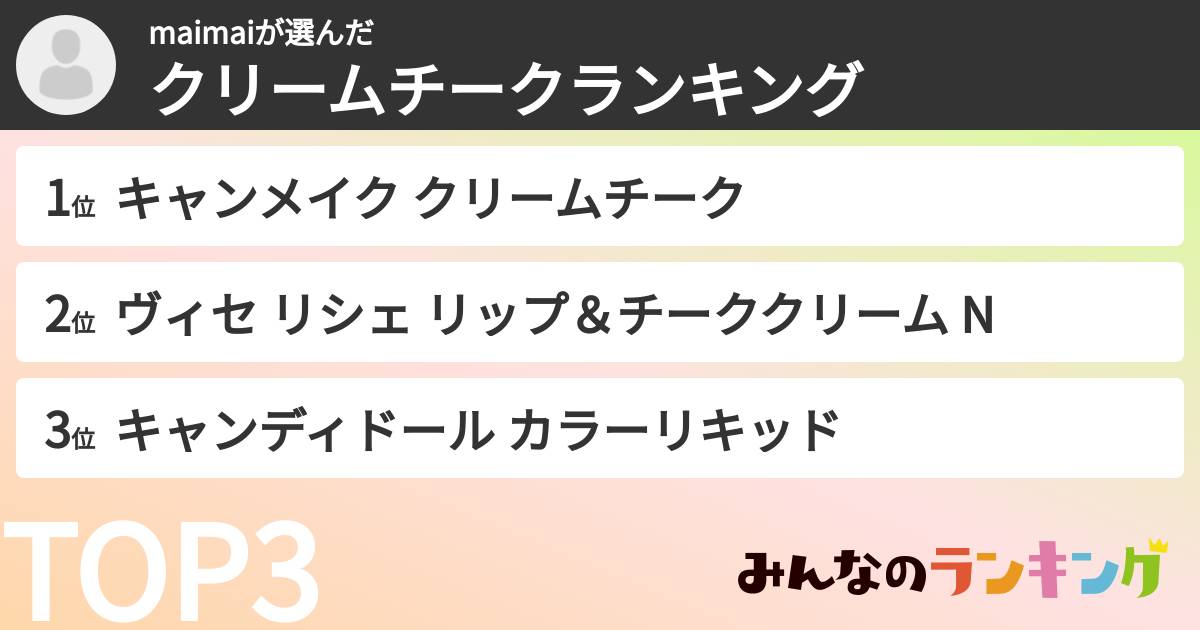 maimaiさんの「クリームチークランキング」