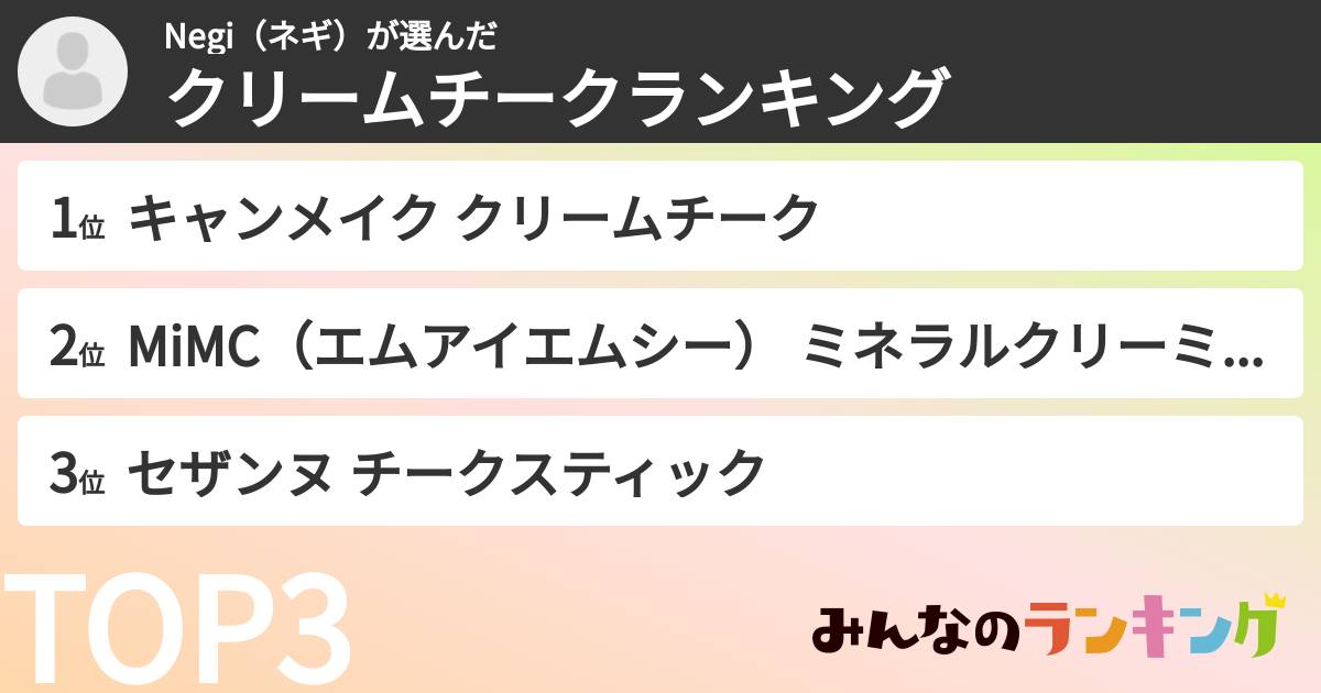 Negi（ネギ）さんの「クリームチークランキング」