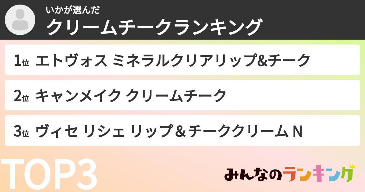 いかさんの「クリームチークランキング」