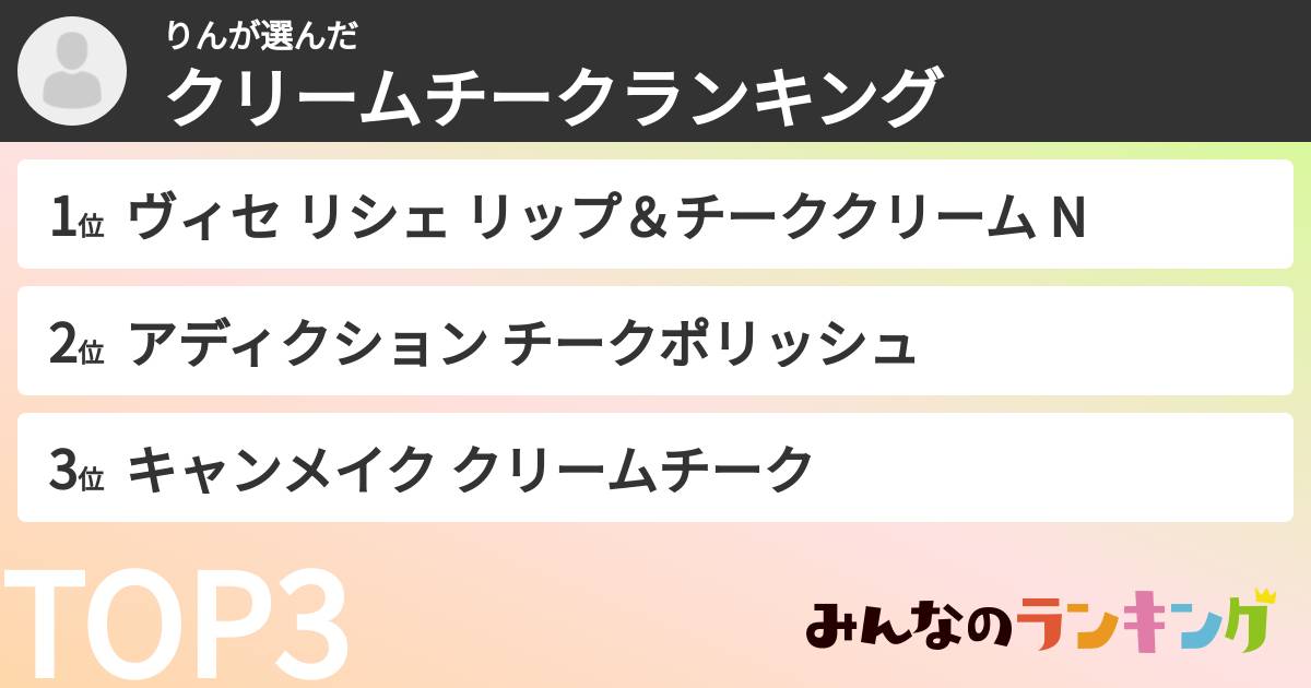 りんさんの「クリームチークランキング」