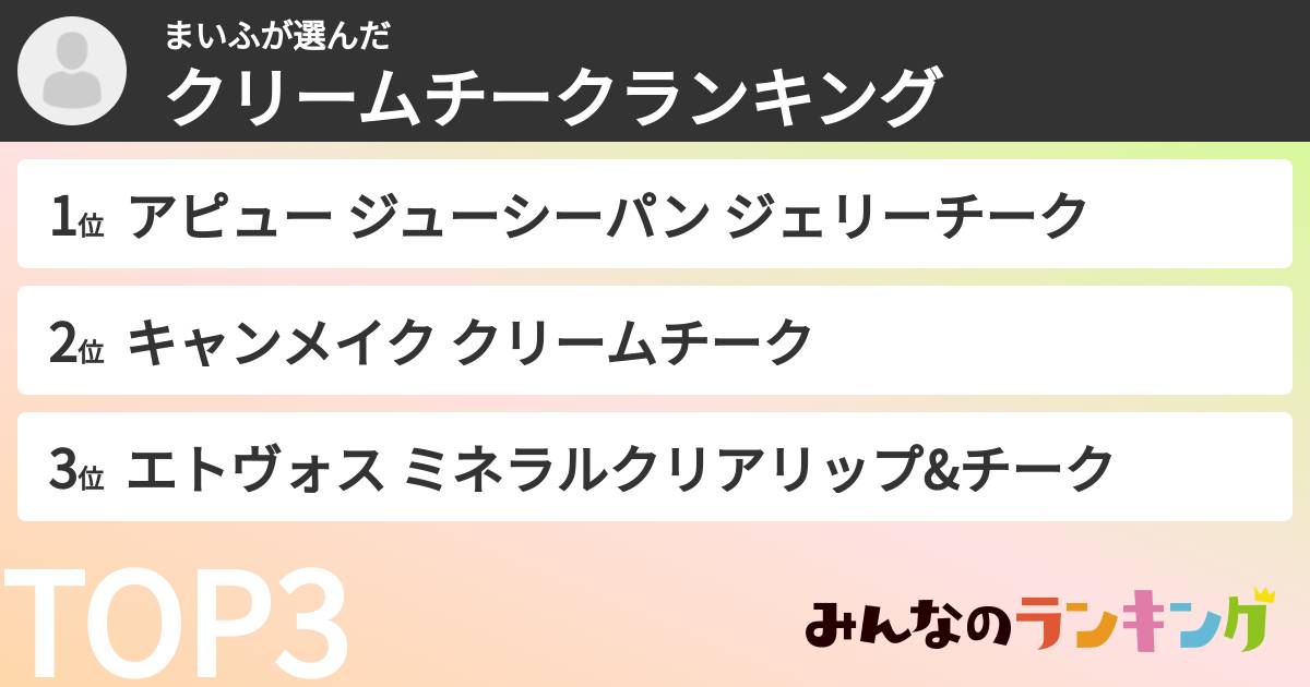 まいふさんの「クリームチークランキング」