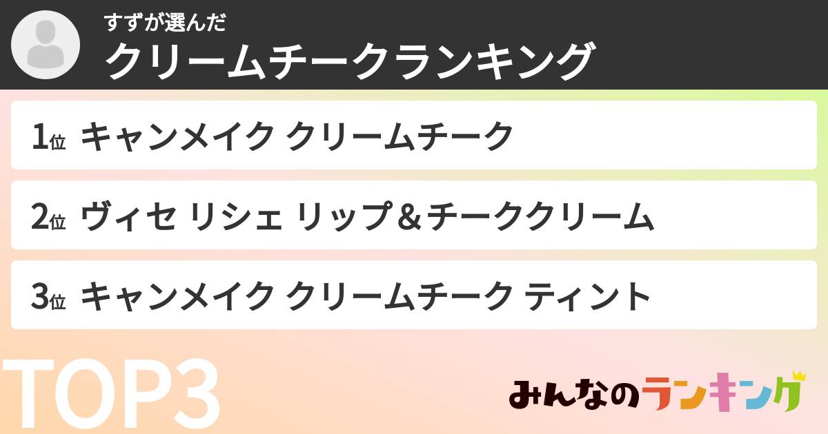 すずさんの「クリームチークランキング」