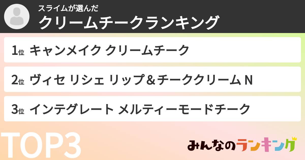 スライムさんの「クリームチークランキング」