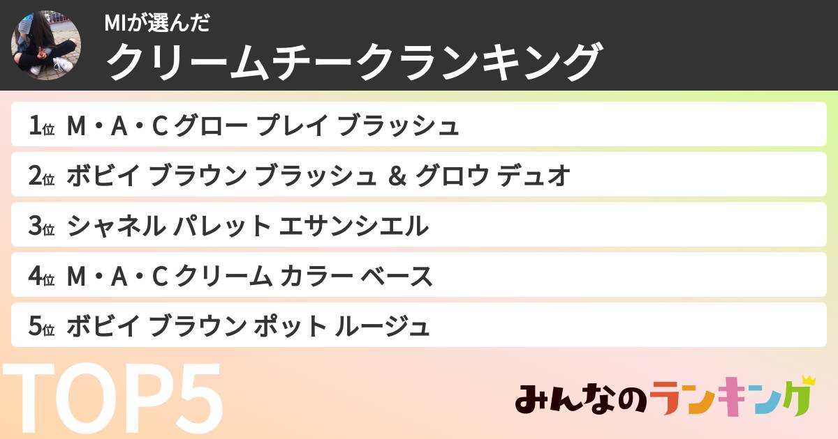MIさんの「クリームチークランキング」