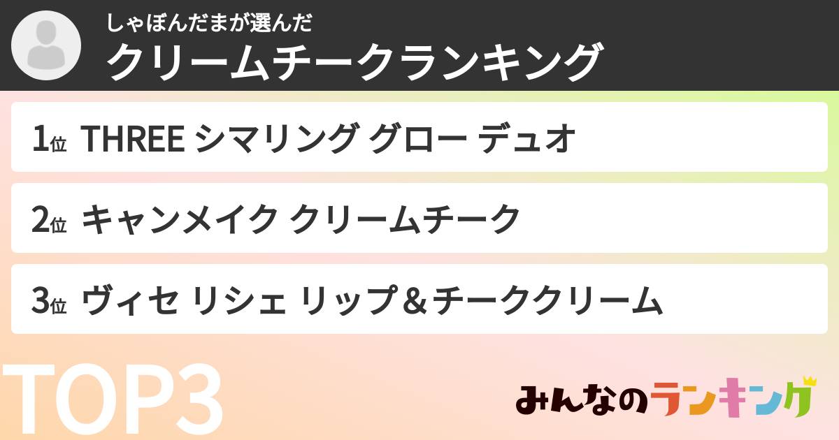 しゃぼんだまさんの「クリームチークランキング」