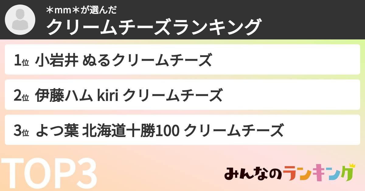 ＊mm＊さんの「クリームチーズランキング」