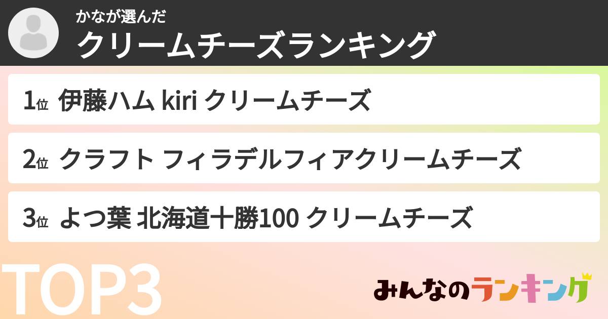 かなさんの「クリームチーズランキング」