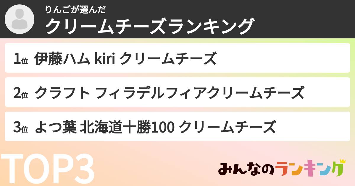 りんごさんの「クリームチーズランキング」