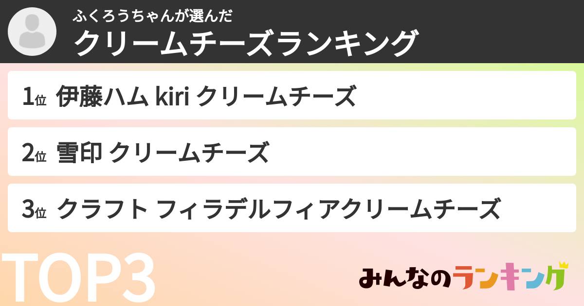 ふくろうちゃんさんの「クリームチーズランキング」