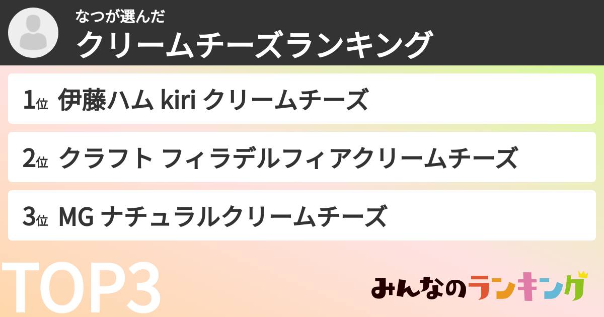 なつさんの「クリームチーズランキング」