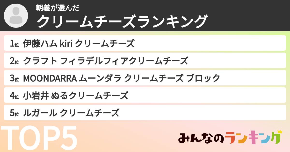朝義さんの「クリームチーズランキング」
