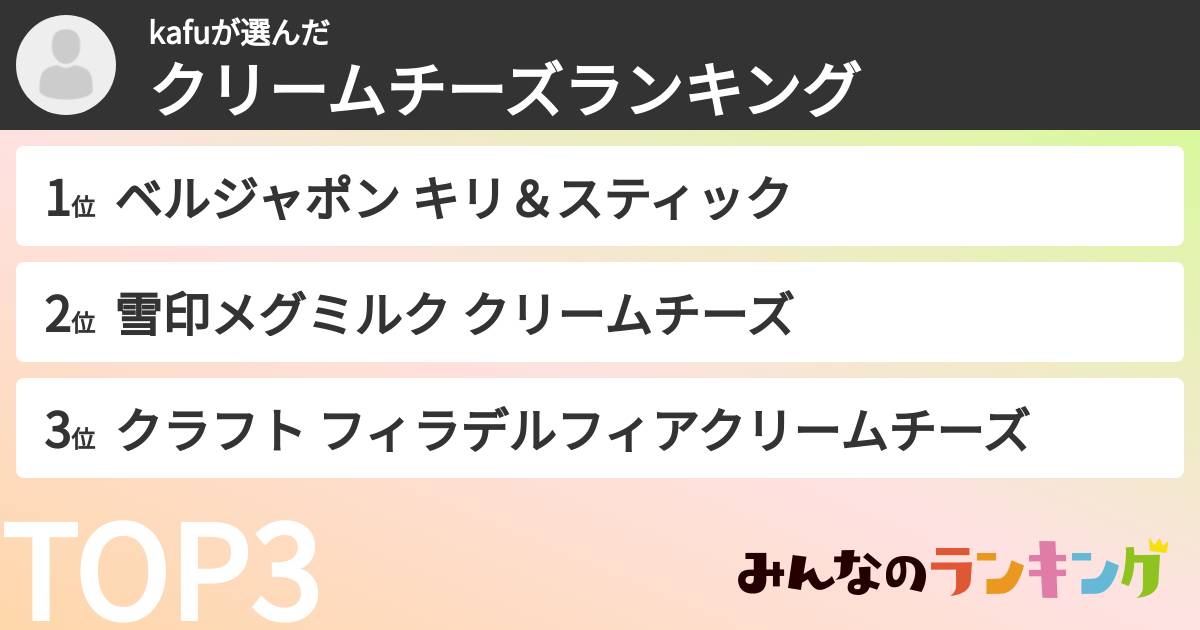 kafuさんの「クリームチーズランキング」