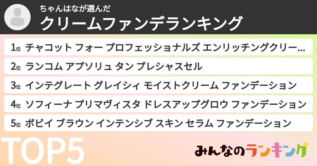 ちゃんはなさんの「クリームファンデランキング」