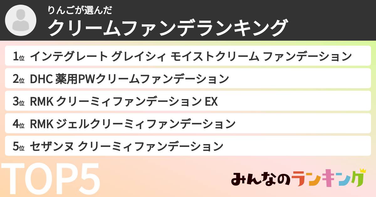 りんごさんの「クリームファンデランキング」