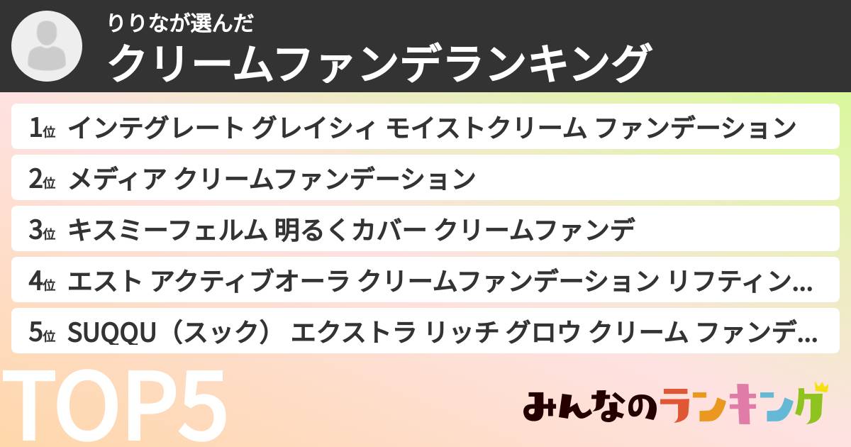 りりなさんの「クリームファンデランキング」