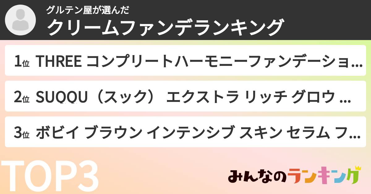 グルテン屋さんの「クリームファンデランキング」