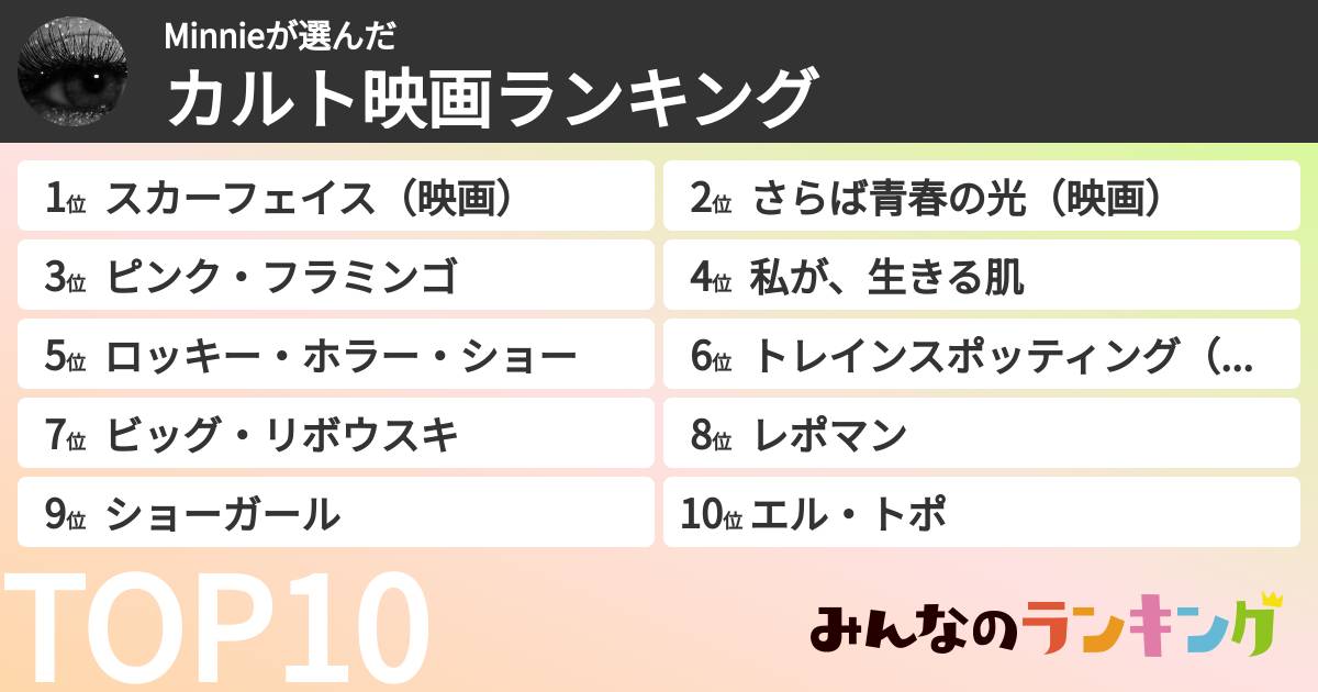 Minnieさんの「カルト映画ランキング」