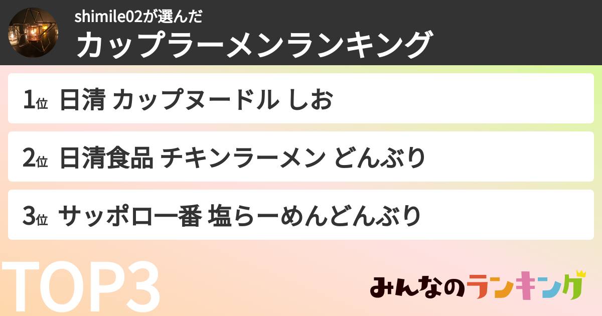 shimile02さんの「カップ麺・カップラーメンランキング」
