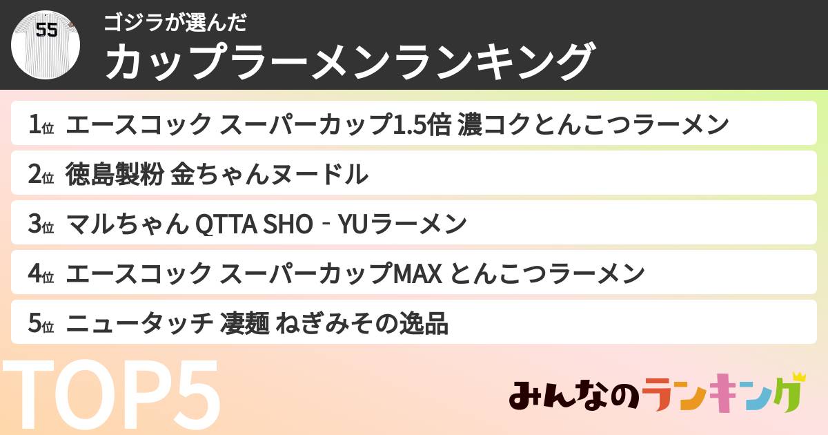 ゴジラさんの「カップ麺・カップラーメンランキング」
